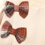 2-piece Toddler Girl Bowknot Design Sweatshirt and Plaid Skirt Set Apricot image 4