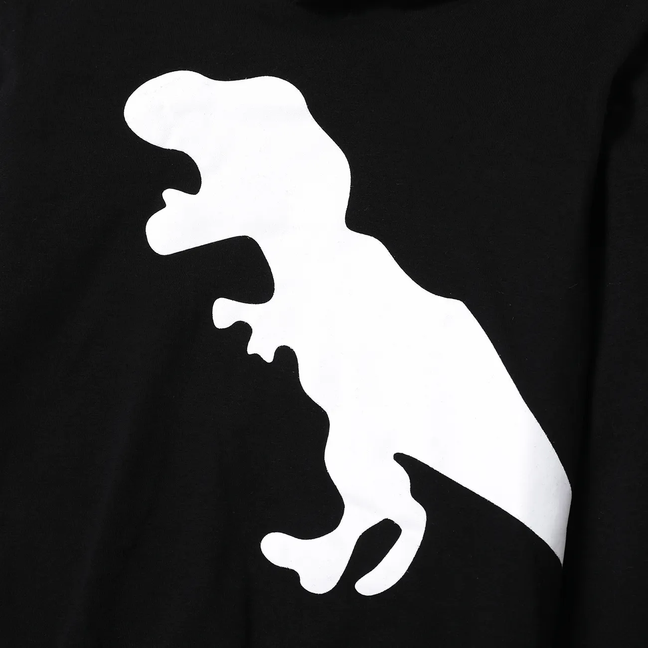 2-قطعة طفل صغير ديناصور طباعة هوديي أسود طقم من سويت شيرت وسراويل أسود big image 1