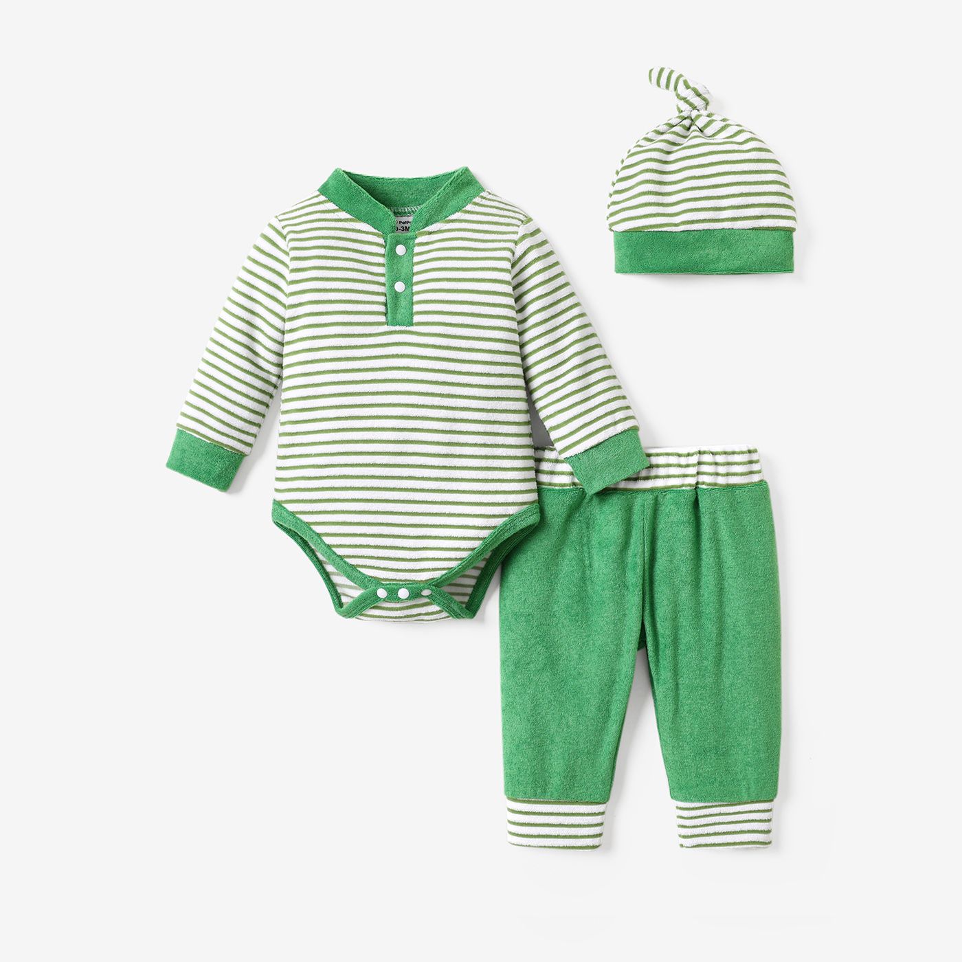 3pcs Baby Boy Casual Stripe Top/ Pants/ Hat Set