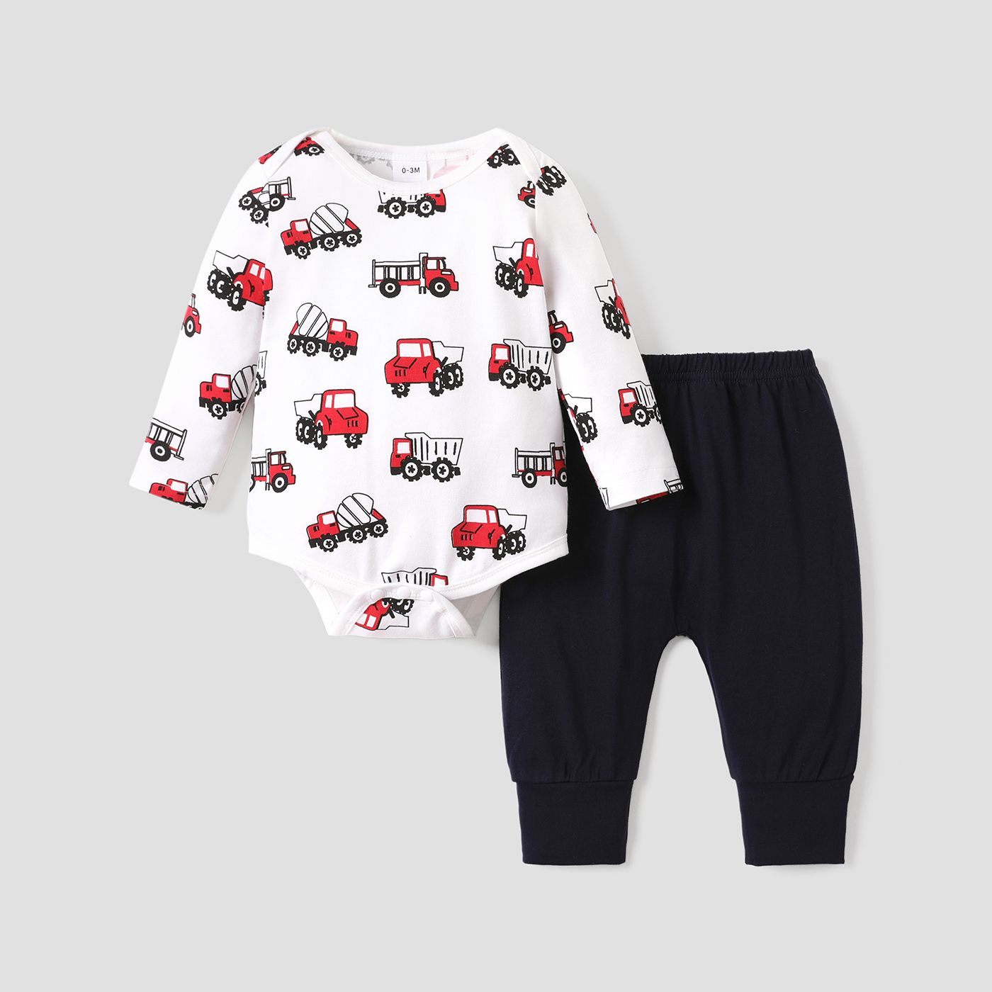 

2pcs Baby Boy Childlike Vehicle Pattern Long Sleeve Set