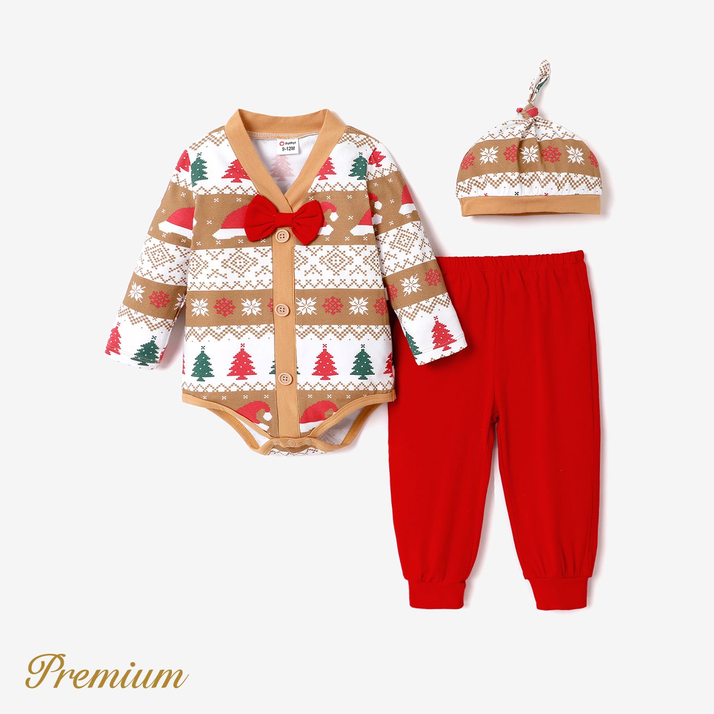 3pcs Baby Girl/Boy Christmas Cotton Childlike Fashionable Set
