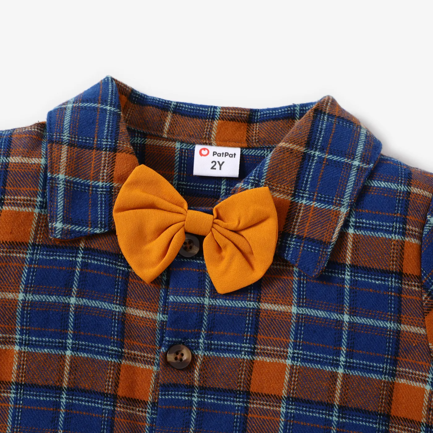 2PCS Toddler Boy Halloween Lapel Grid Shirt and Overalls Set  Ginger image 5