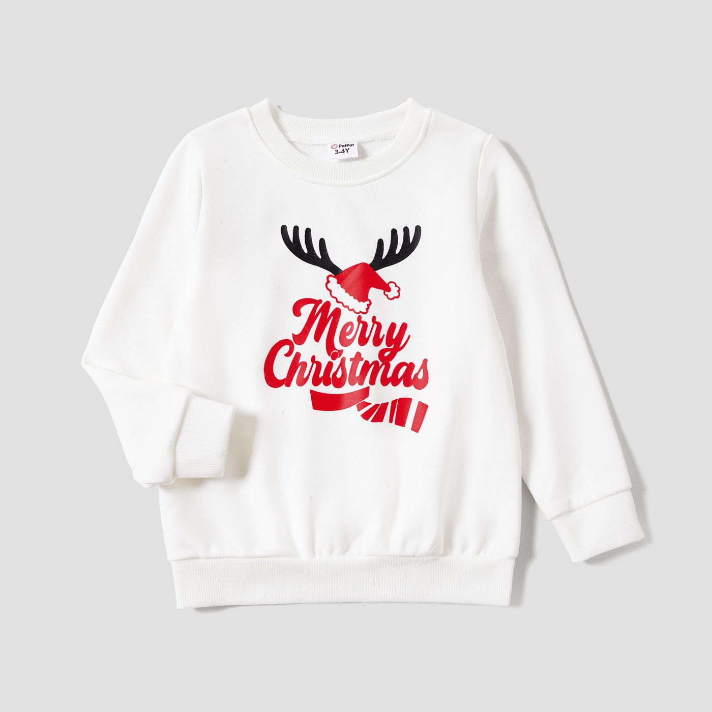 Christmas Hat And Letter Print Family Matching White Tops