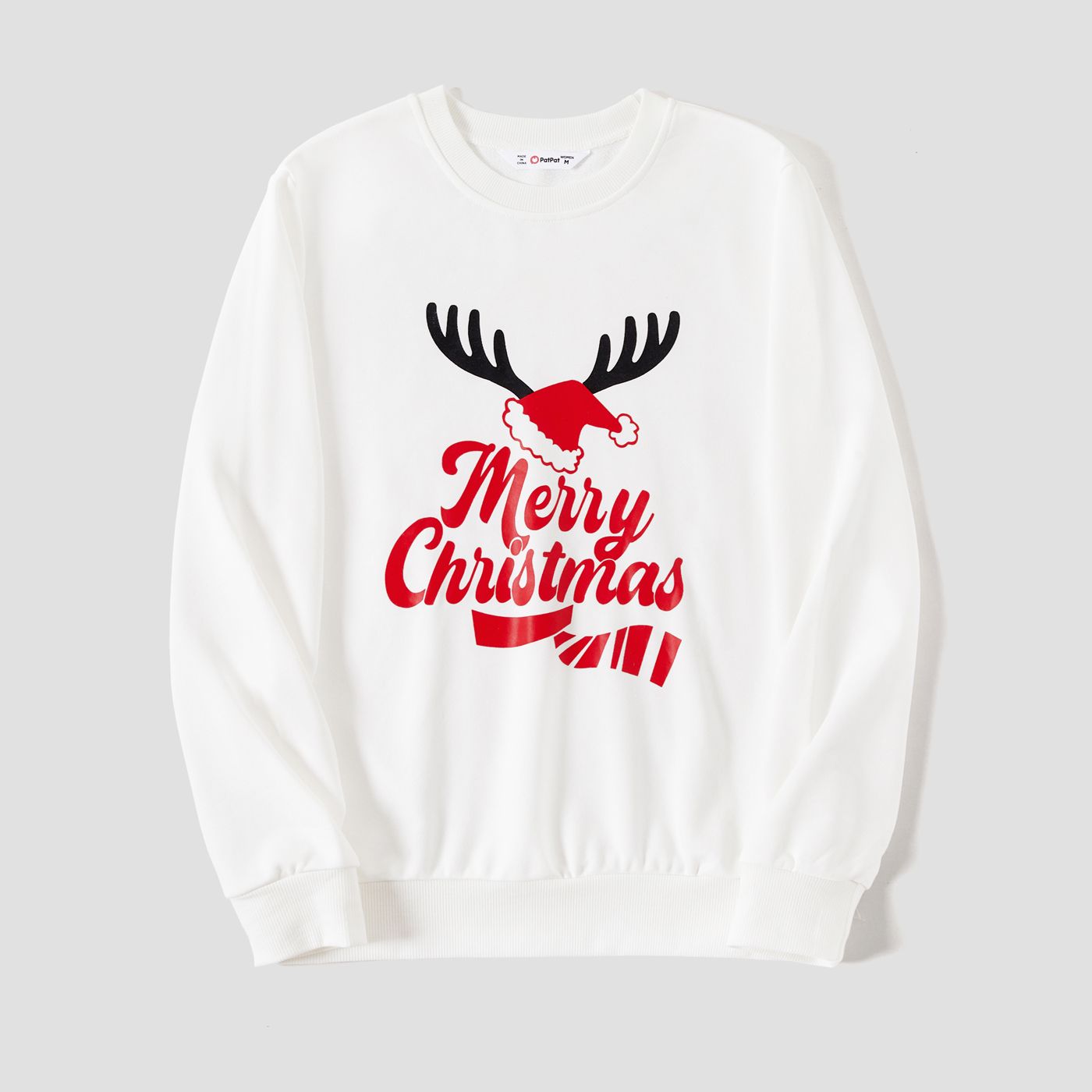 Christmas Hat And Letter Print Family Matching White Tops