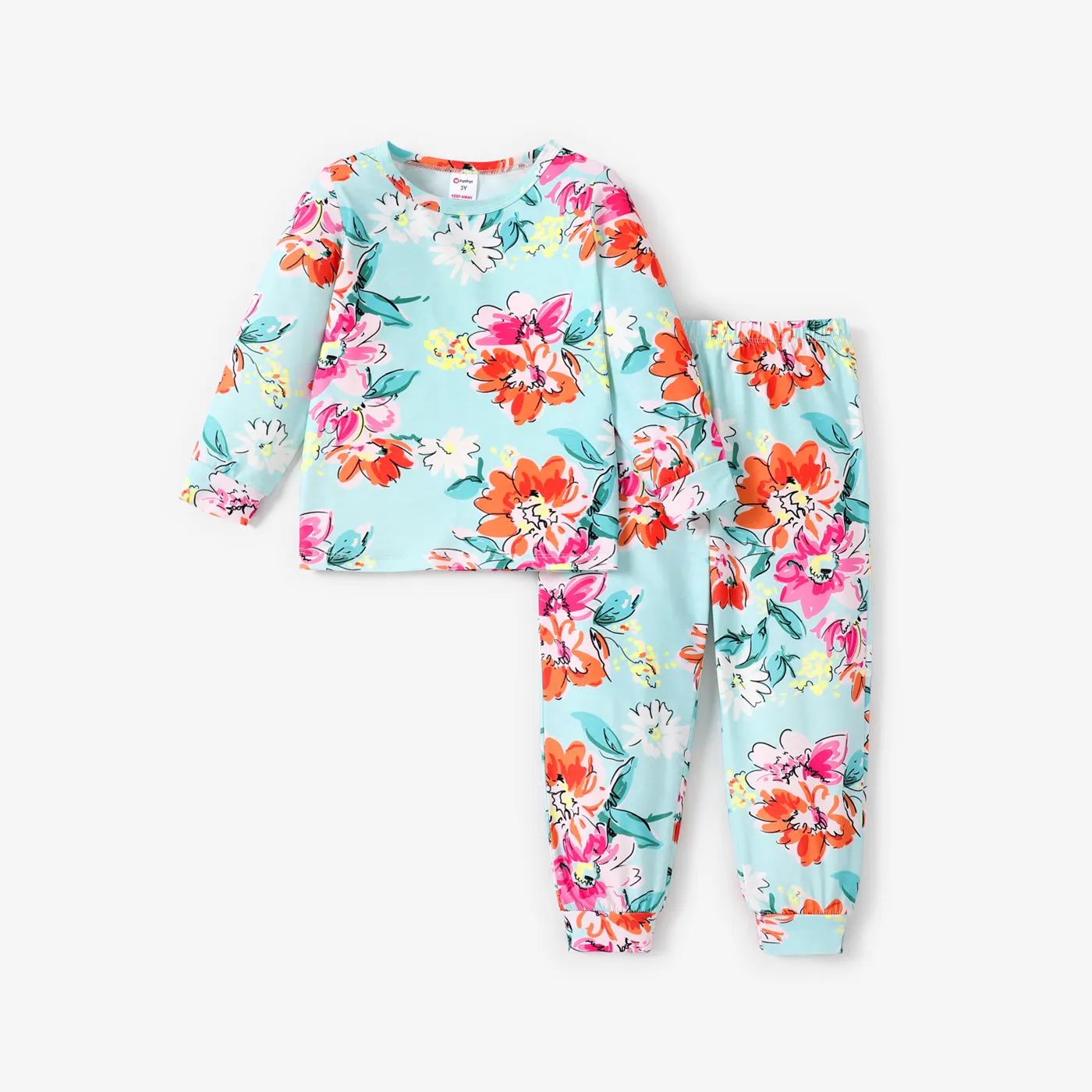 2pcs Toddler/Kid Girl Pretty Casual Floral Pajama Set