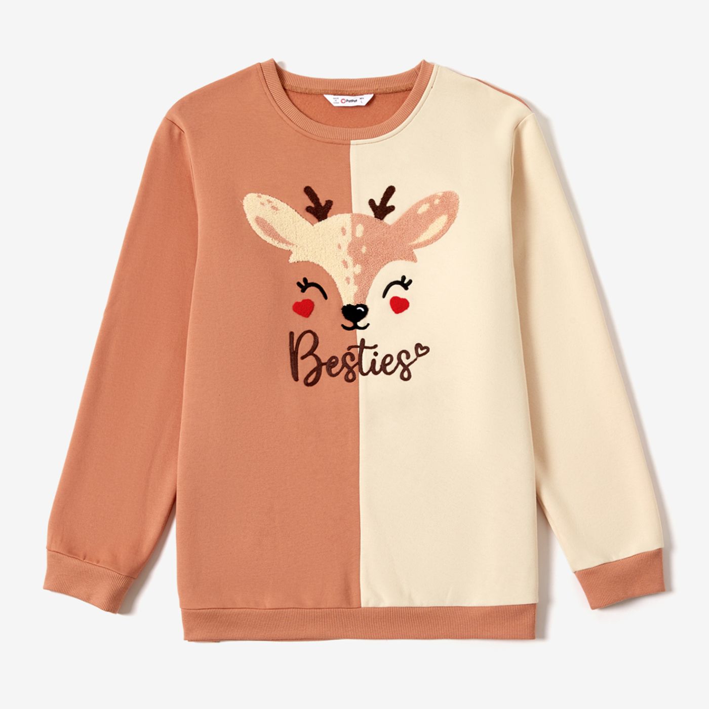Family Matching Casual Color-block Reindeer&Letters Print Long Sleeve Tops
