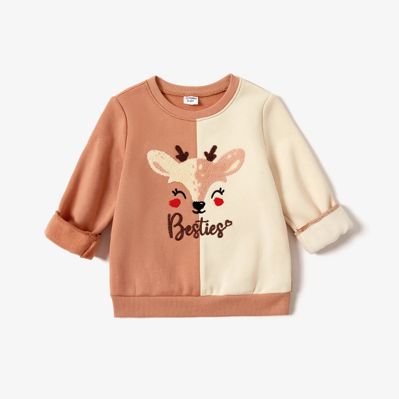 Family Matching Casual Color-block Reindeer&Letters Print Long Sleeve Tops  big image 1
