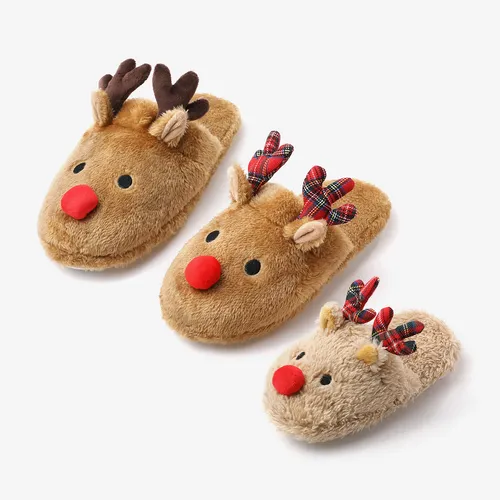 Christmas Family Matching Childlike Cartoon Reindeer Pattern Slippers