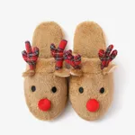 聖誕家庭匹配3D卡通馴鹿和聖誕老人圖案拖鞋和預行者鞋 棕色2