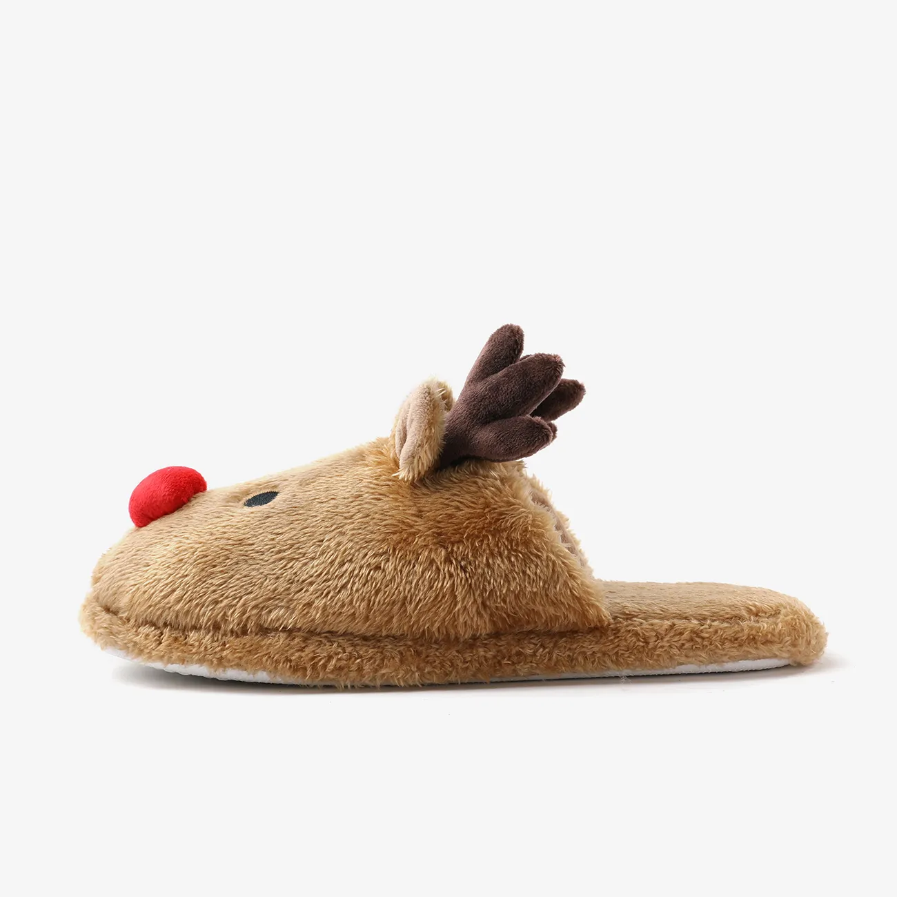 Christmas Family Matching 3D Cartoon Reindeer&Santa Pattern Slippers & Prewalker Shoes Black2 big image 1