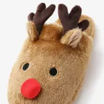 Christmas Family Matching 3D Cartoon Reindeer&Santa Pattern Slippers & Prewalker Shoes Black2 image 4