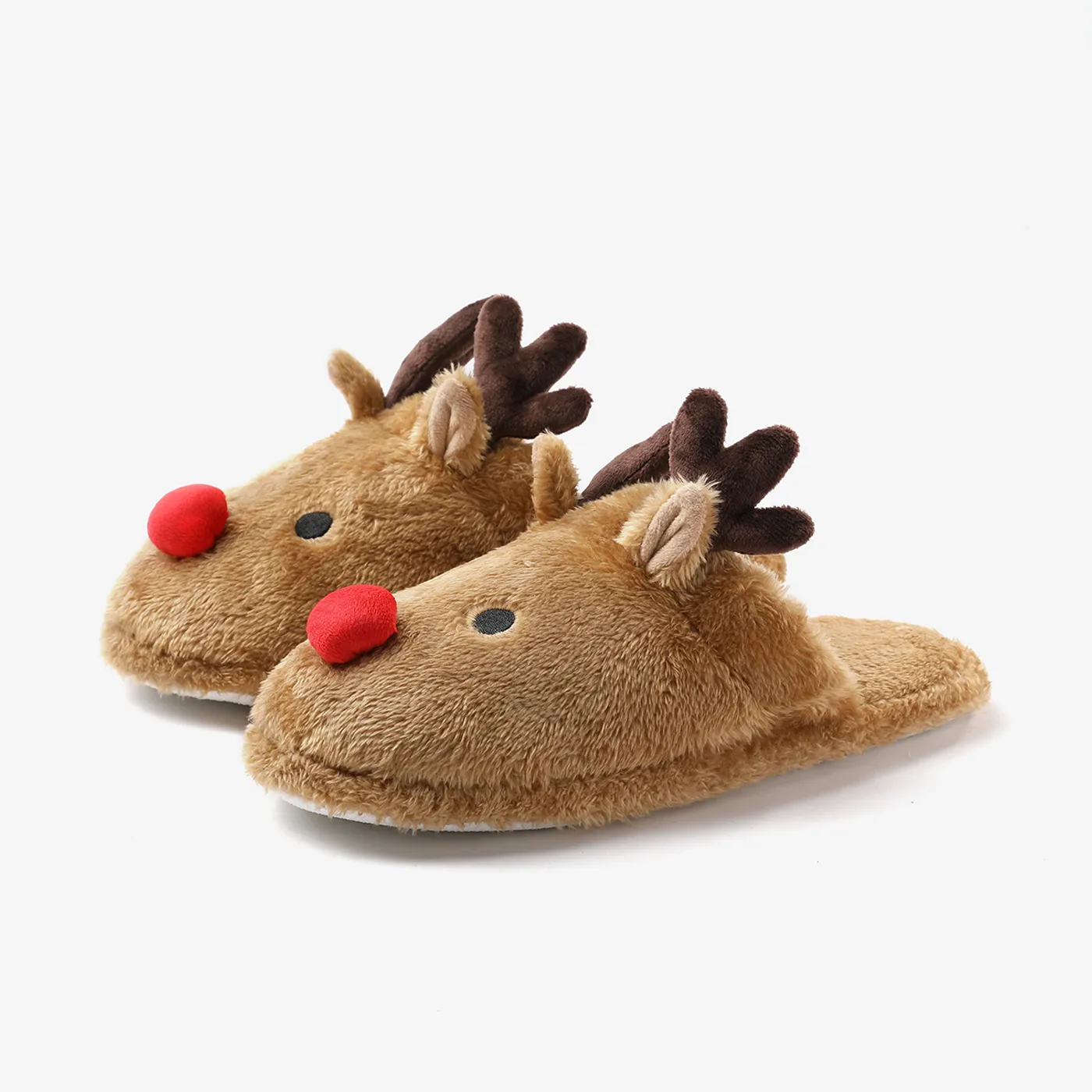 Noël Famille Matching Enfantin Dessin Animé Reindeer Motif Pantoufles