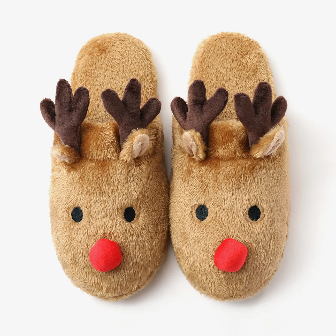 Weihnachten Familie Matching 3D Cartoon Rentier & Santa Muster Hausschuhe & Prewalker Schuhe Schwarz2 big image 1