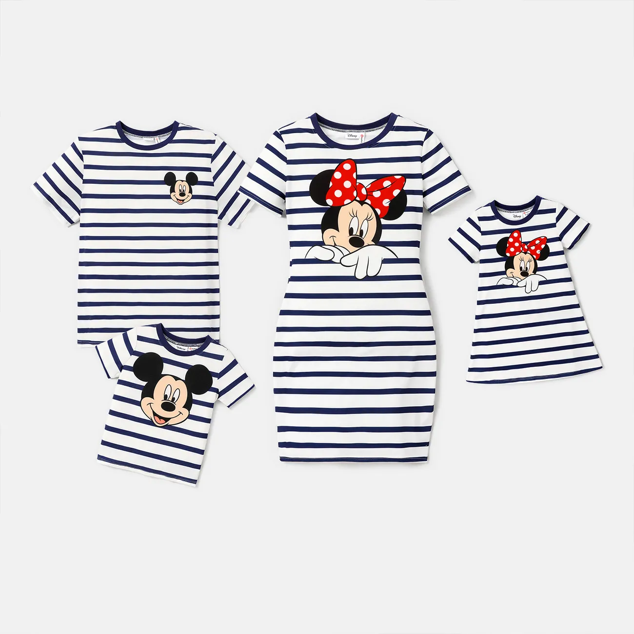 Disney Mickey and Friends Family Matching Stripe & Character Print Short-sleeve Naia™Dresses and T-shirts Sets COLOREDSTRIPES big image 1