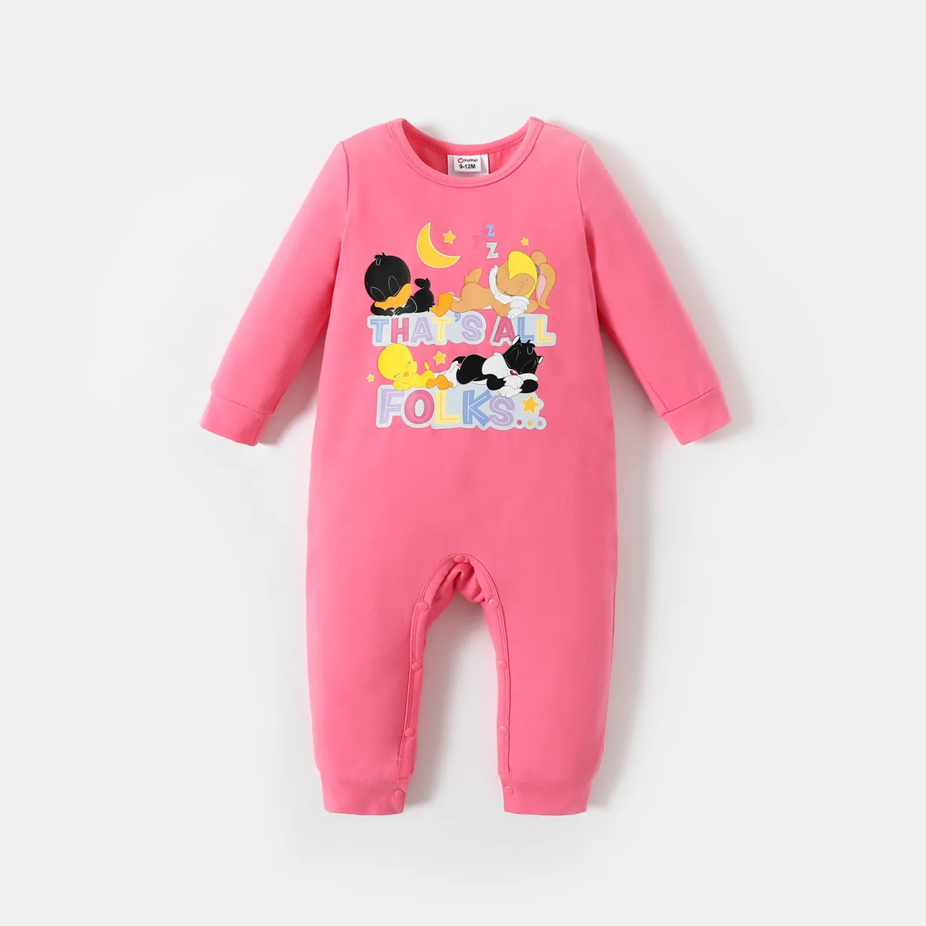 Looney Tunes Baby Boy/Girl Stars and Heart Print  Jumpsuit Pink big image 1