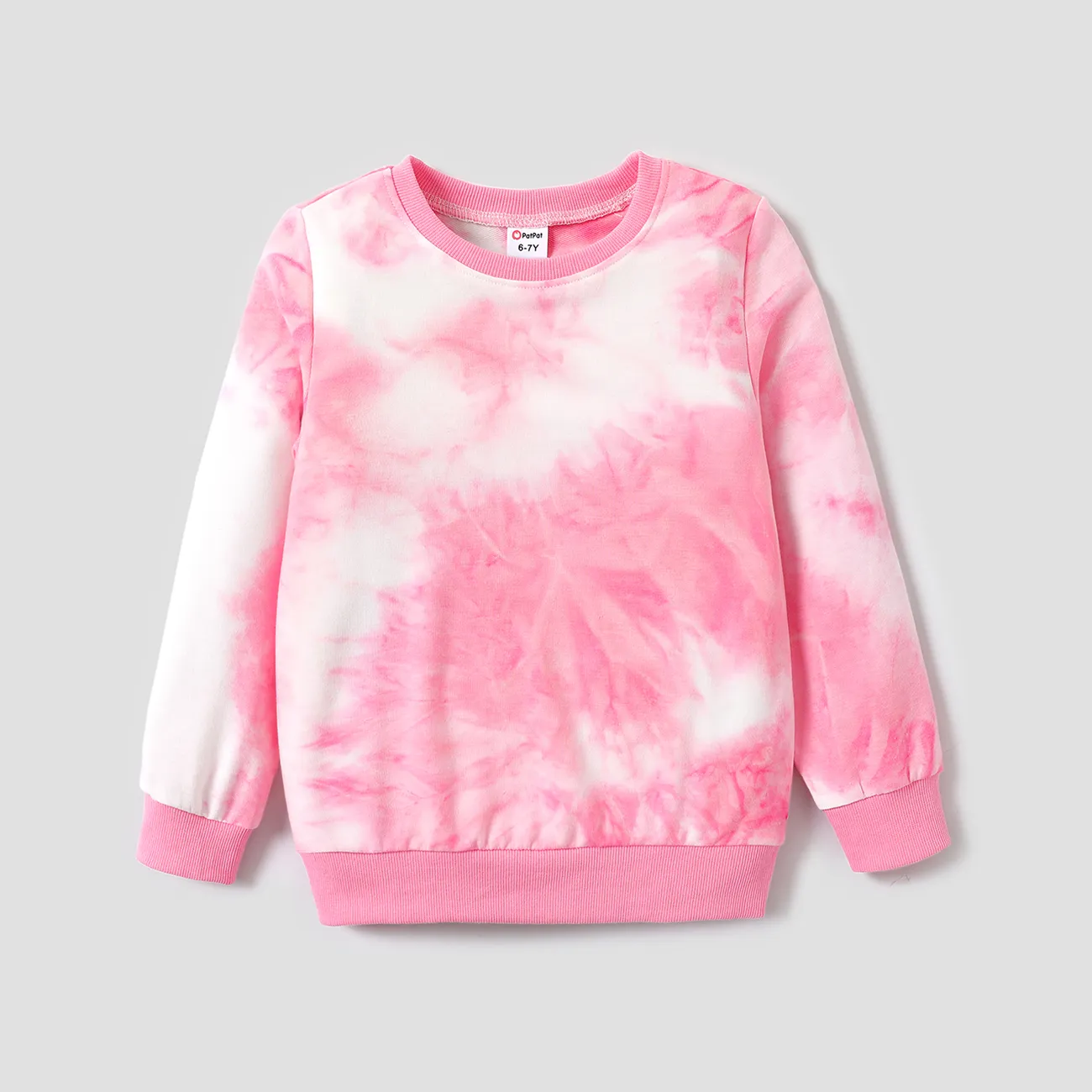 Criança Unissexo Tie-dye Pullover Sweatshirt Rosa big image 1