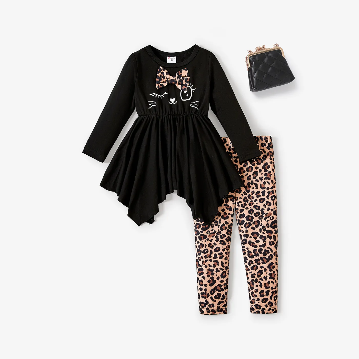  2PCS Toddler Girl 3D Animal Pattern Top and Pant Set  big image 1