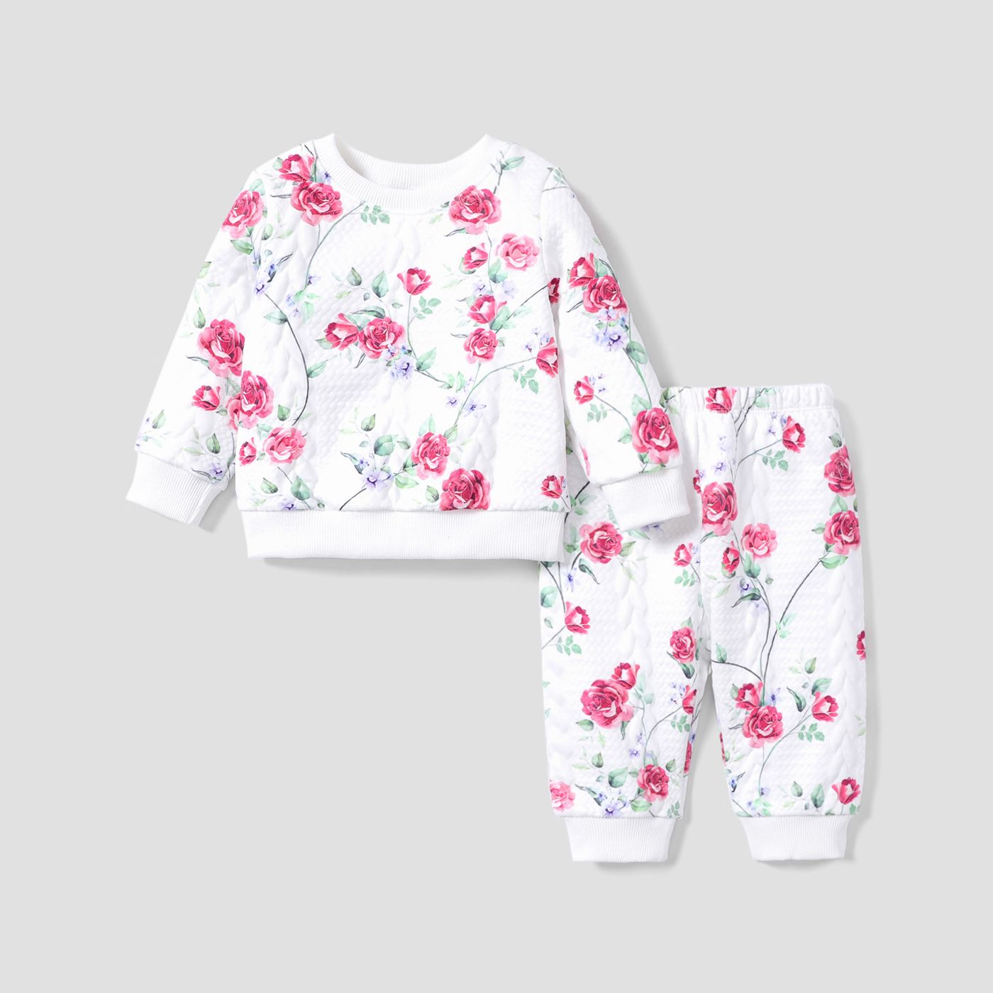 

2pcs Baby Girl Rose Floral Pattern Set