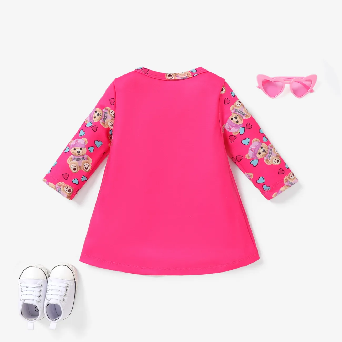 Baby Girl Childlike Bear Dress  Hot Pink big image 1