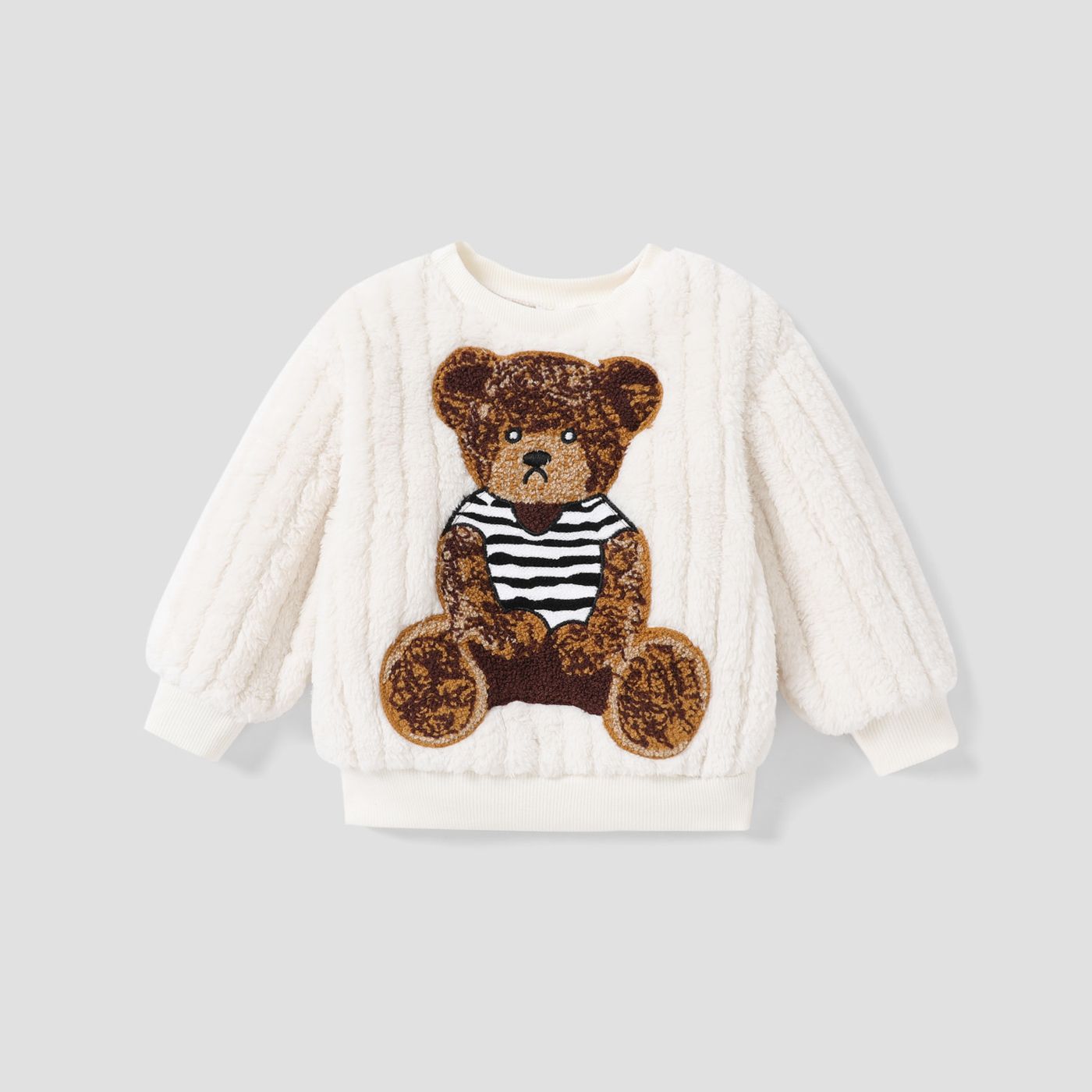 Toddler Boy/Girl Bear print Fleece Sweatshirt/Jeans/Zipper Boots/warm hat and scarf set