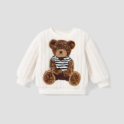 Kleinkind / Kind Mädchen Bär Tierdruck Fleece Sweatshirt / Jeans / Reißverschluss Stiefel / warme Mütze und Schal Set