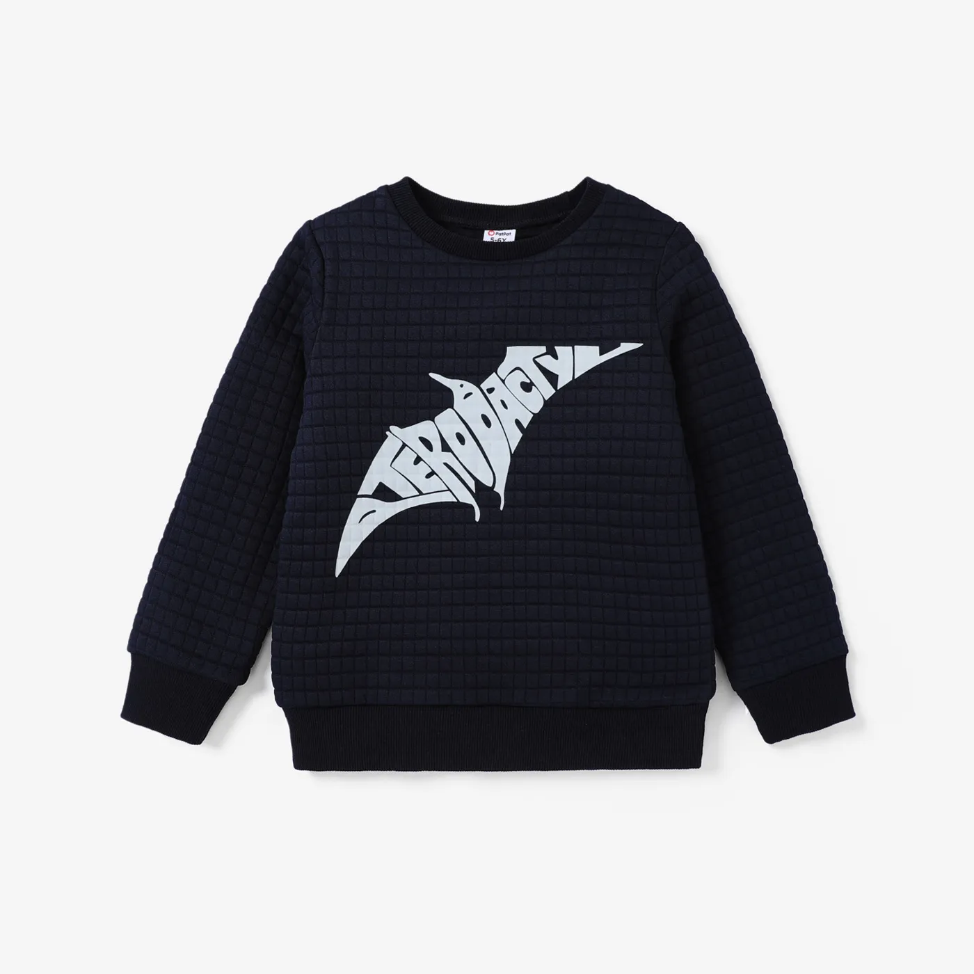 Kid Boy Childlike Dinosaur Letter Pattern Sweatshirt Dark Blue
