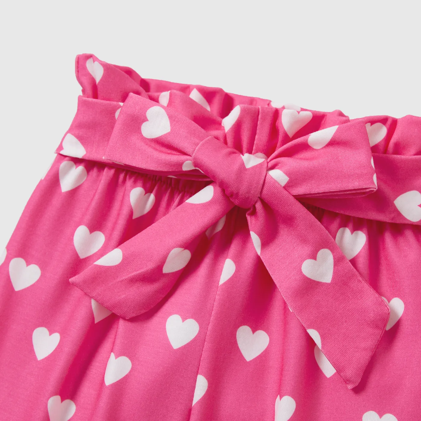 3PCS Baby Girl Sweet  Letter Pattern Flutter Sleeve Top/ Heart Print Bottom/ Headband Hot Pink image 5
