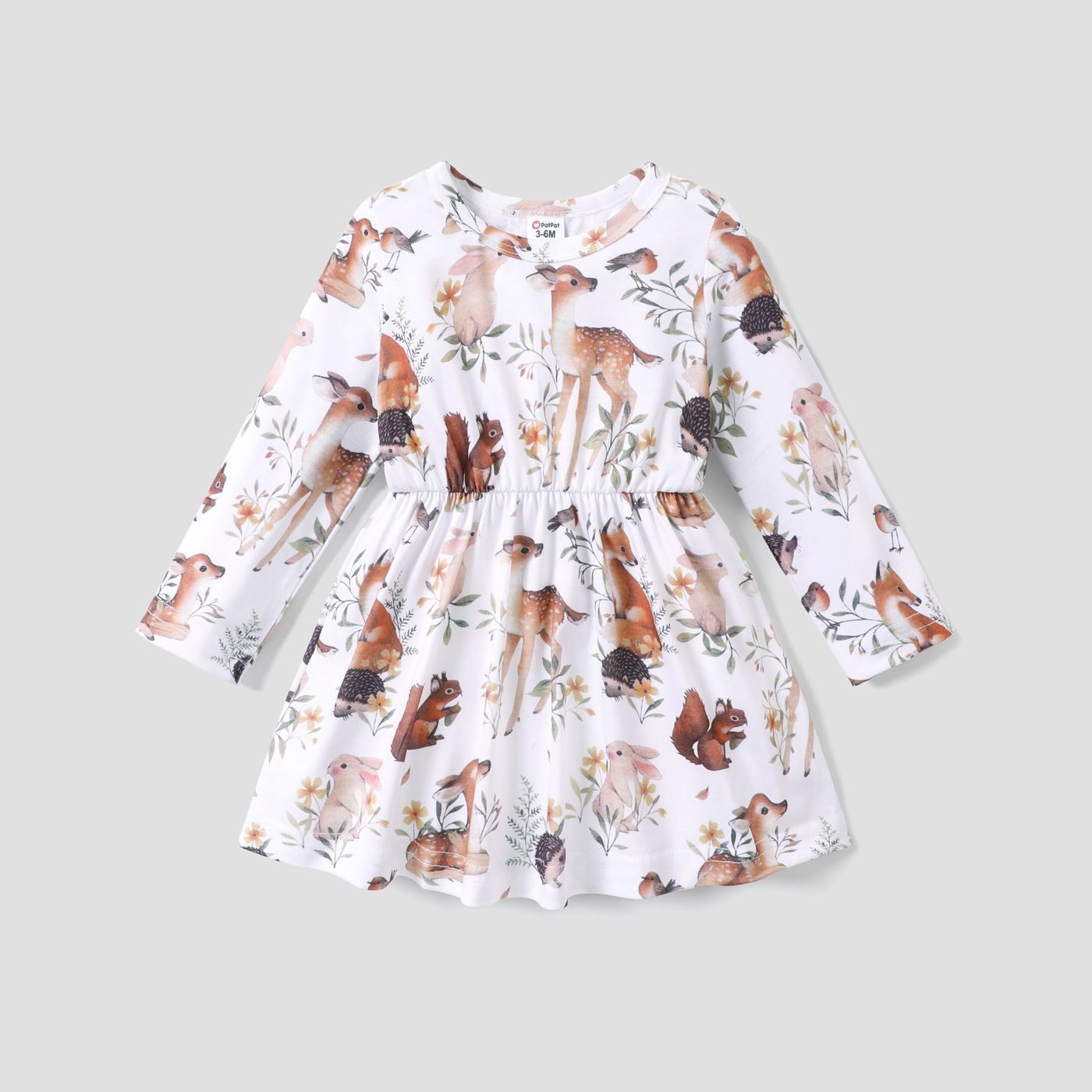 Baby Girl Animals Print Long-sleeve Dress/ Socks/ High-top Shoes