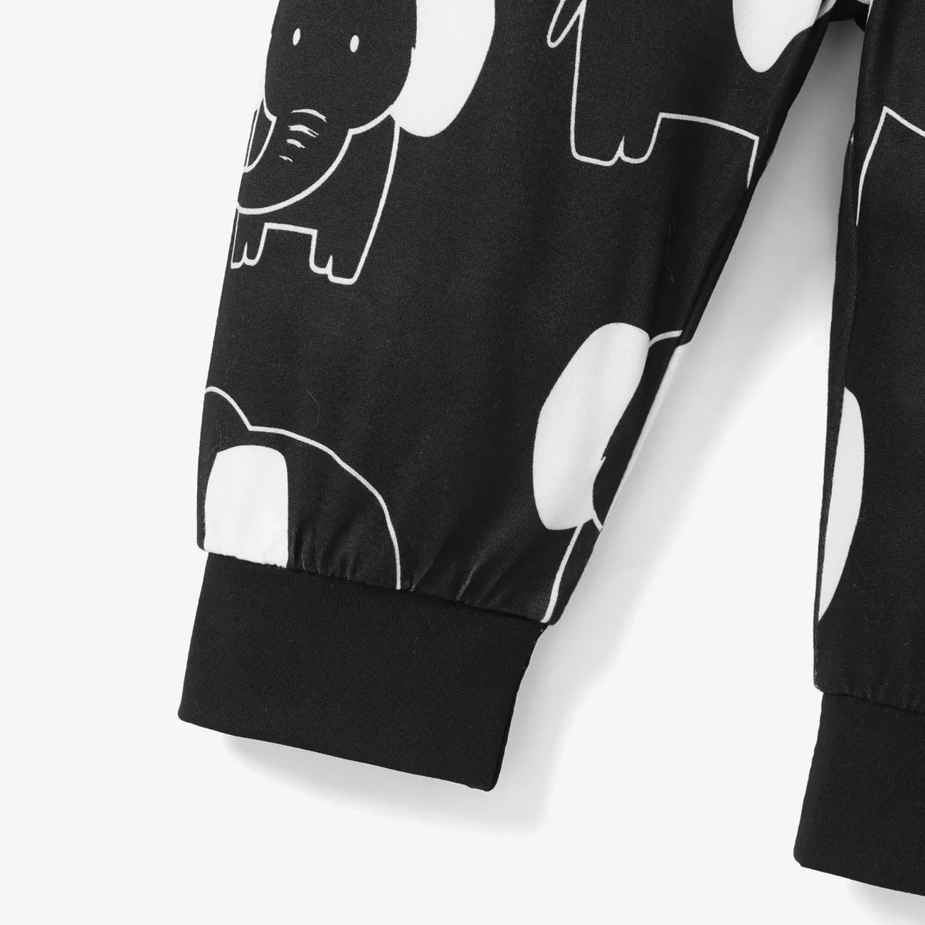 Baby Boy/Girl Allover Elephant Print Pants Black big image 1