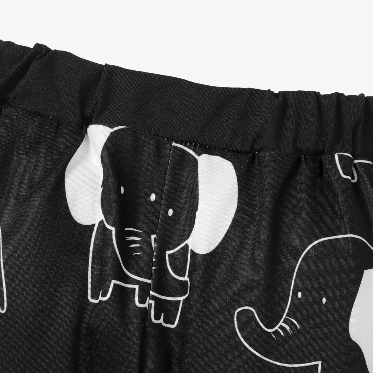 Calças com estampa de elefante bebê menino/menina Preto big image 1