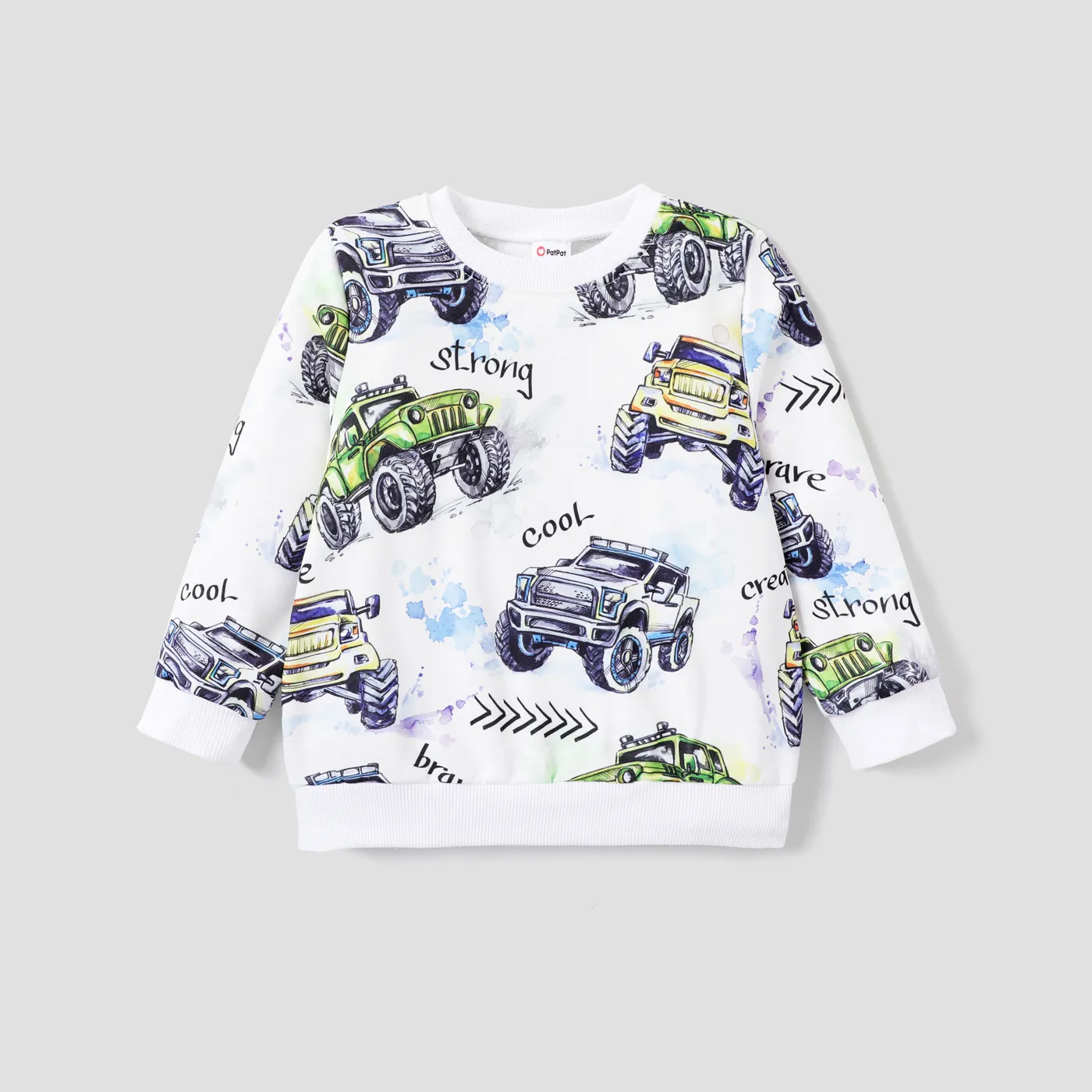 Medium Thickness Childlike Toddler Boy Vehicle Pullover