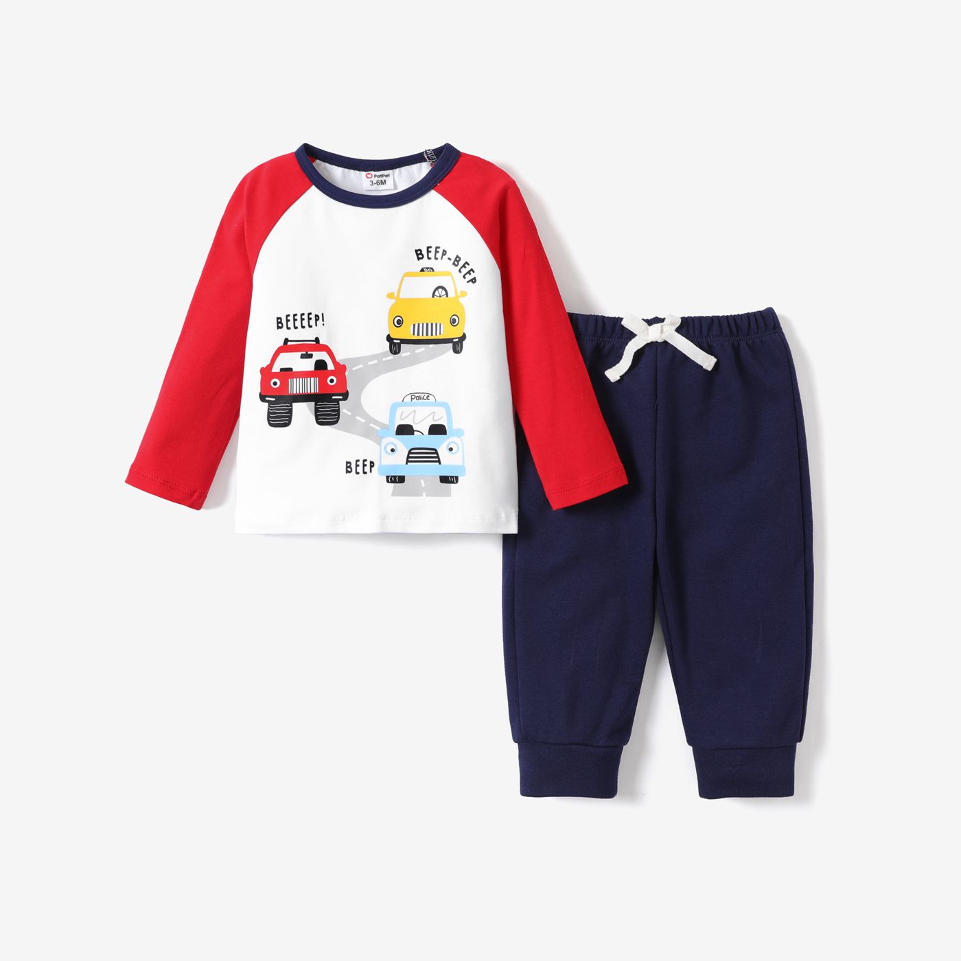 2pcs Baby Boy Cotton Long Sleeve Childlike Vehicle Pattern Set
