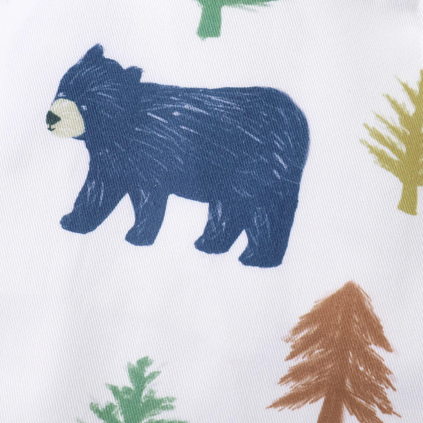 Baby Boy All Over Animal Bear and Tree Print Sleeveless Overalls Jumpsuit Multi-color image 2