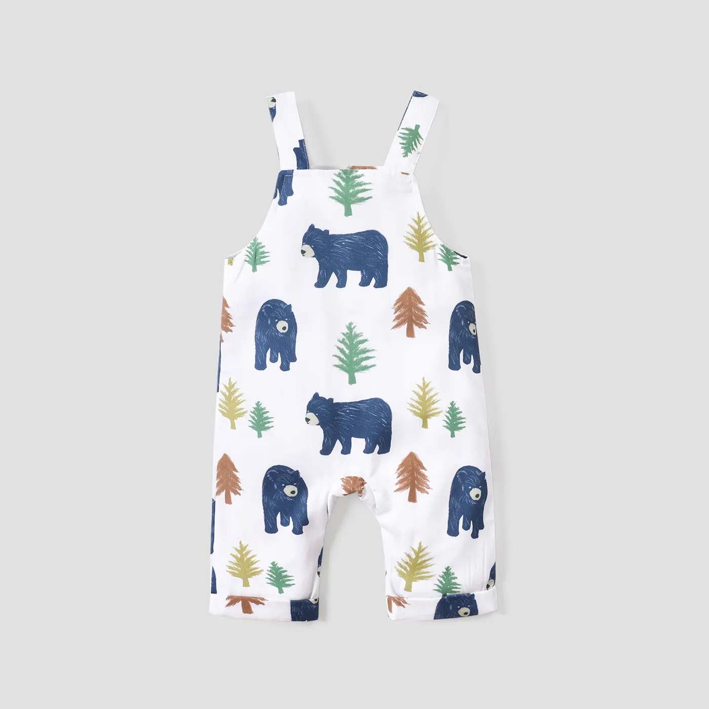 Baby Boy All Over Animal Bear and Tree Print Sleeveless Overalls Jumpsuit Multi-color image 5