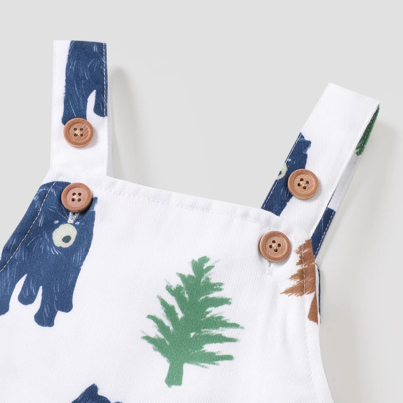 Baby Boy All Over Animal Bear and Tree Print Sleeveless Overalls Jumpsuit Multi-color image 3