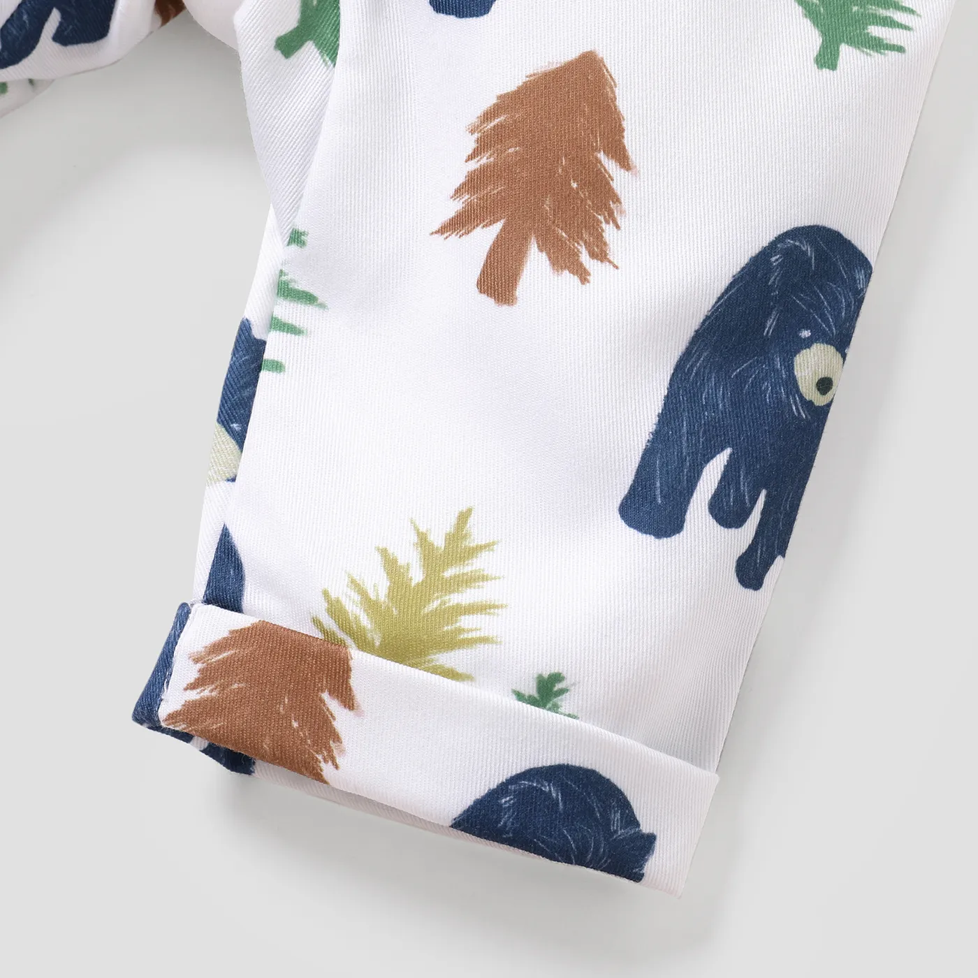 Baby Boy All Over Animal Bear and Tree Print Sleeveless Overalls Jumpsuit Multi-color image 4