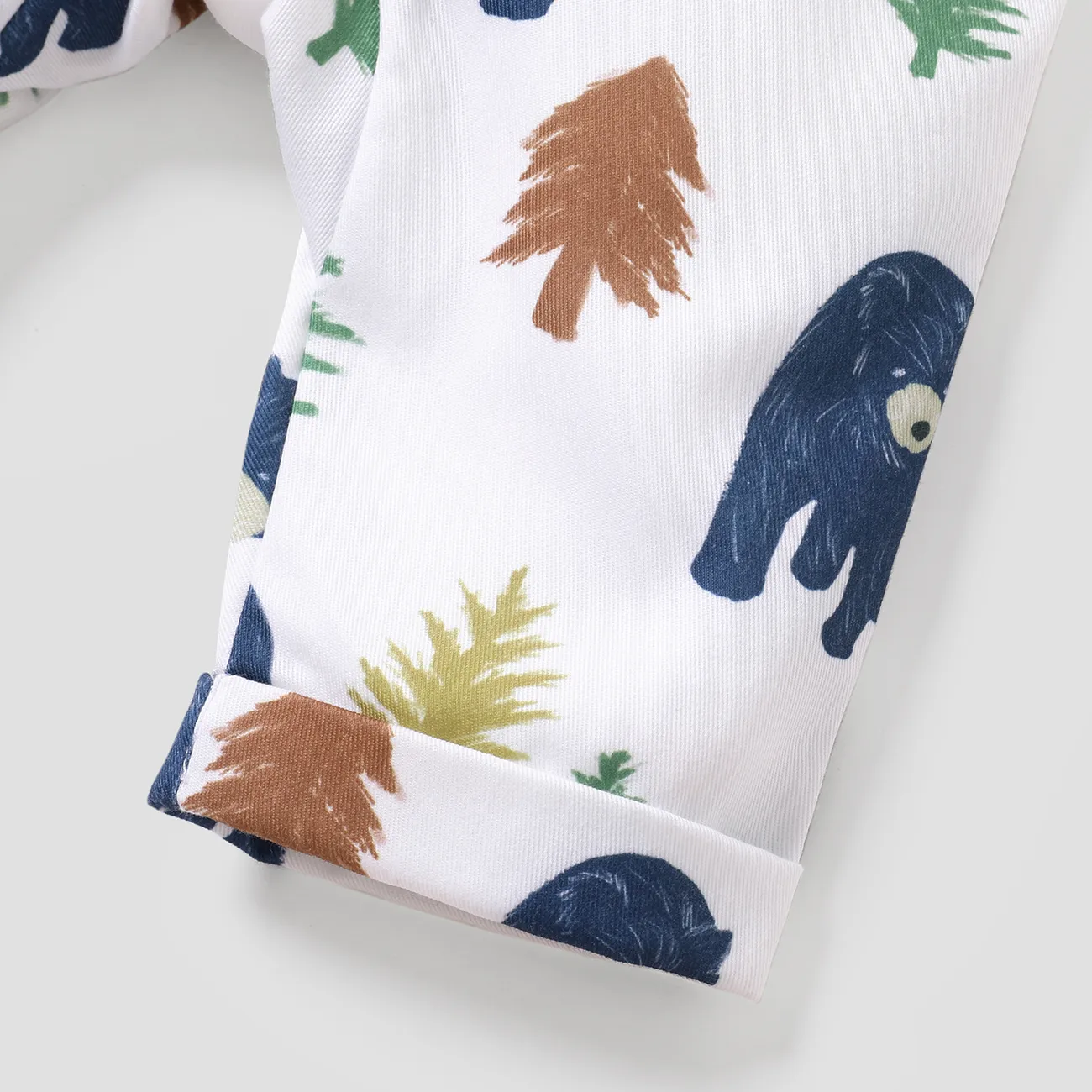 Baby Boy All Over Animal Bear and Tree Print Sleeveless Overalls Jumpsuit Multi-color big image 1