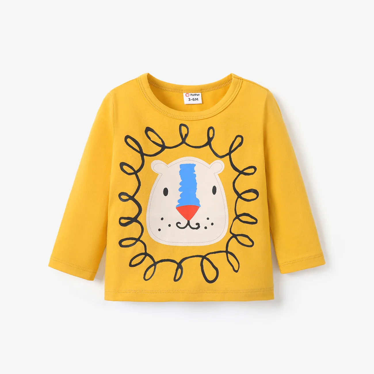 Baby Boy Elephant or Lion Pattern T-shirt Yellow big image 1
