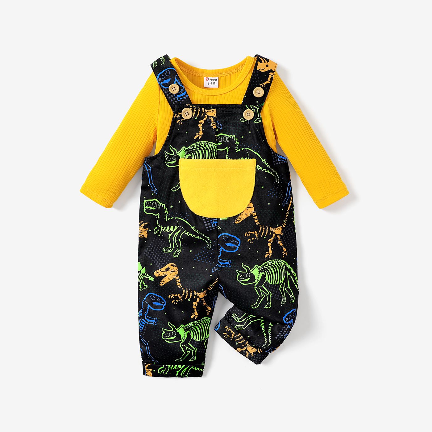 2pcs Fashionable Baby Boy Dinosaur Set With Hanging Strap