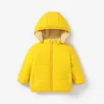 Baby / Toddler Causal Fluff Solid Long-sleeve Hooded Coat Yellow