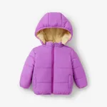 Baby / Toddler Causal Fluff Solid Long-sleeve Hooded Coat Purple