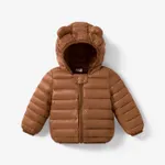 Baby / Toddler Stylish 3D Ear Print Solid Hooded Cotton Coat Brown