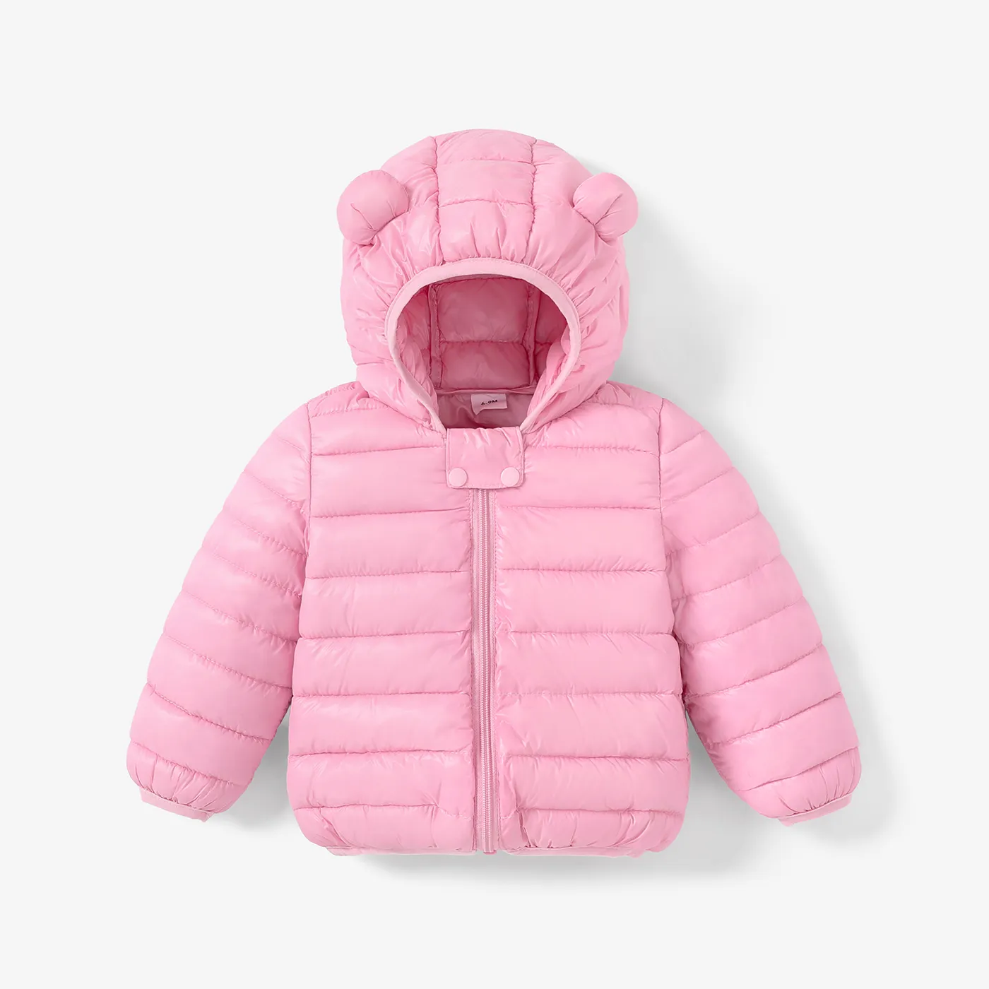 Baby / Toddler Stylish 3D Ear Print Solid Hooded Cotton Coat Pink