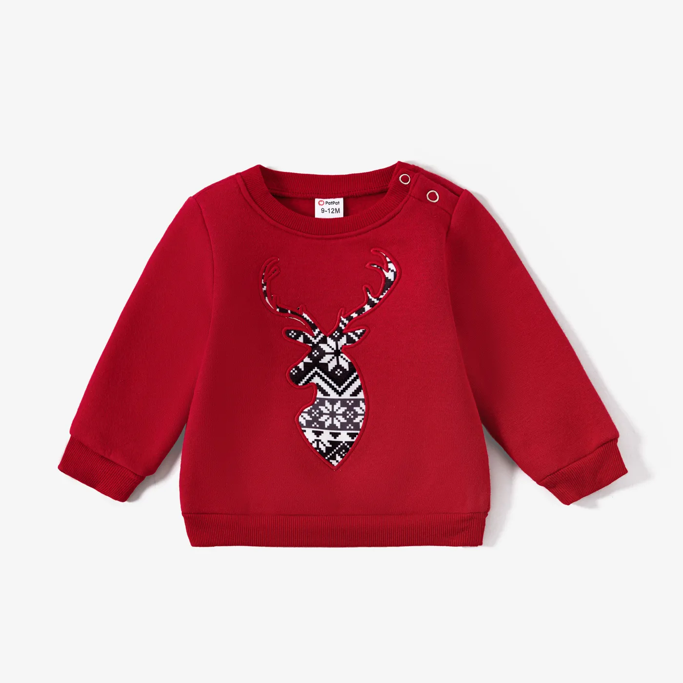 Christmas Family Matching Reindeer Patch Cotton Long Sleeve Hooded Tops  image 2