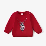 Christmas Family Matching Reindeer Patch Cotton Long Sleeve Hooded Tops  image 2