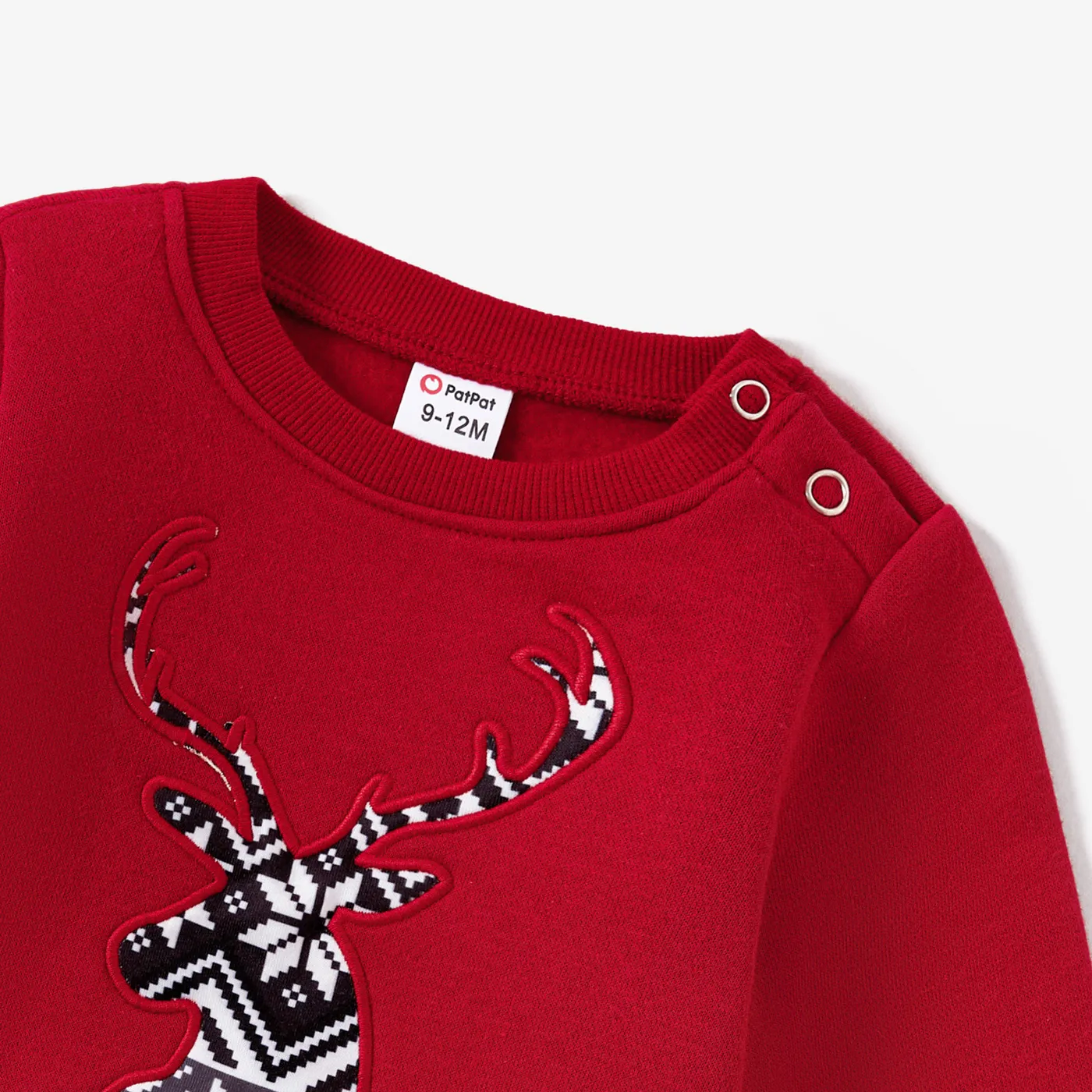 Christmas Family Matching Reindeer Patch Cotton Long Sleeve Hooded Tops  image 3