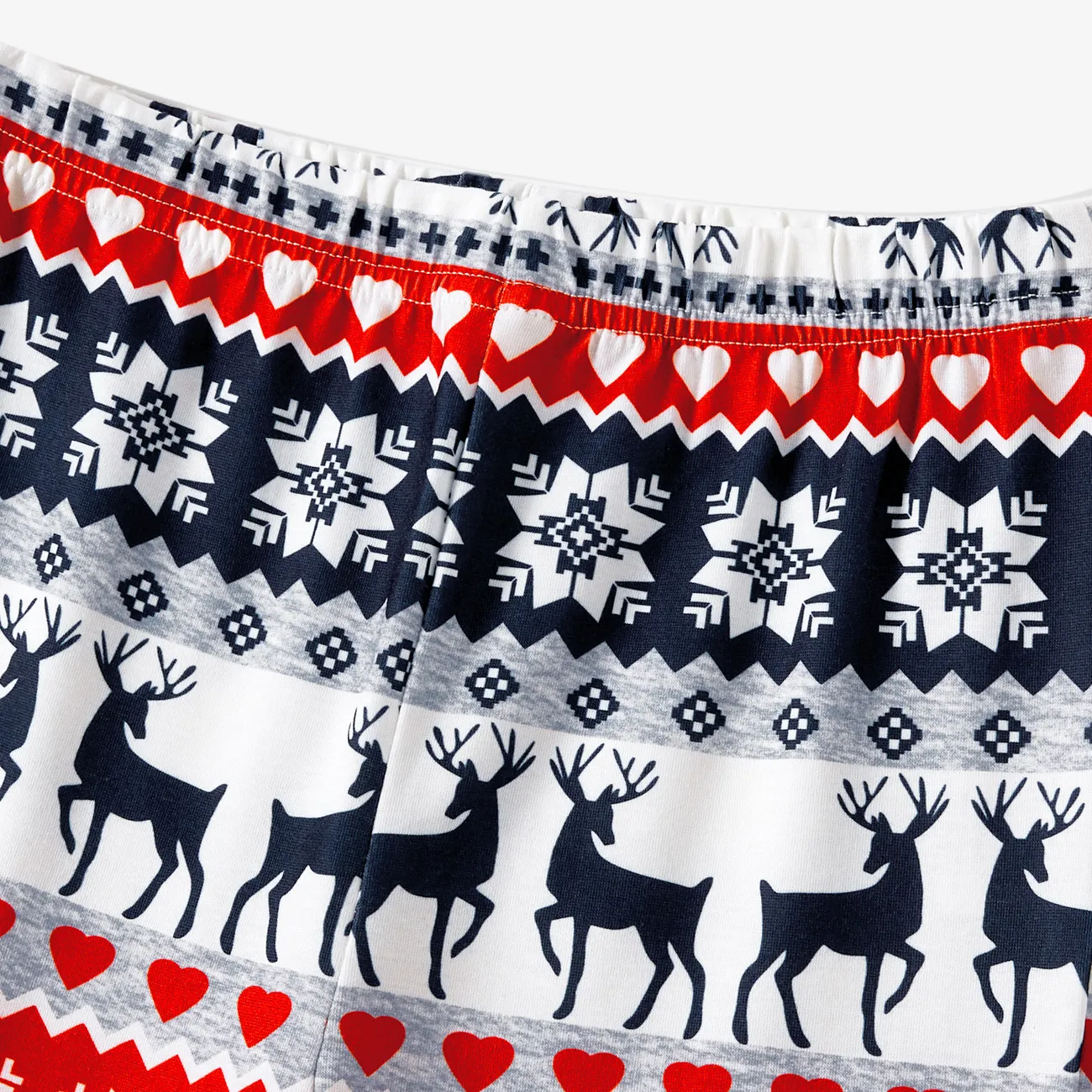 Christmas Family Matching Cute Reindeer Print Pajamas Sets(Flame Resistant)  Deep Blue big image 1