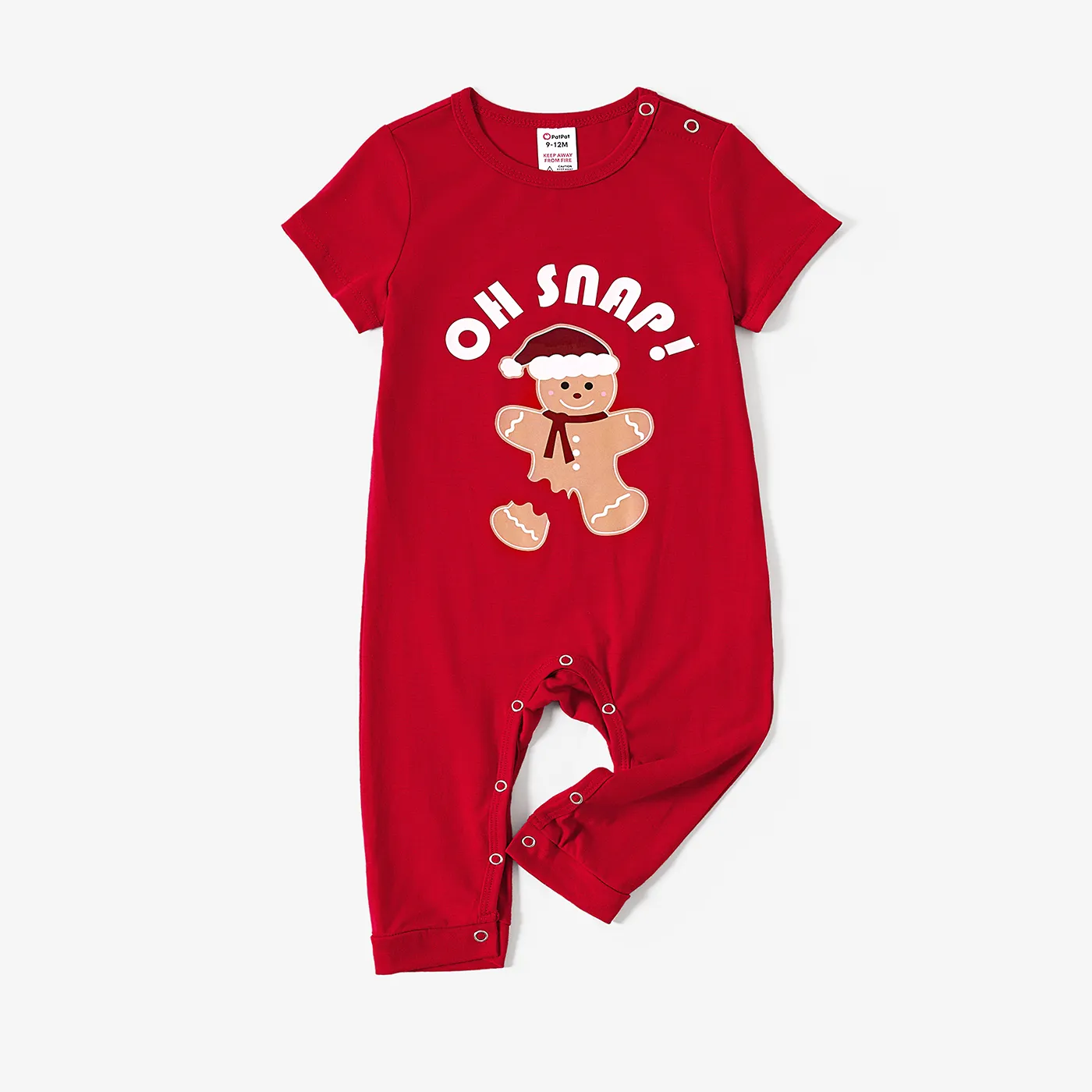 Christmas Family Matching Gingerbread Man Print Short-sleeve Tops and Plaid Pants Pajamas Sets (Flame Resistant)  big image 1