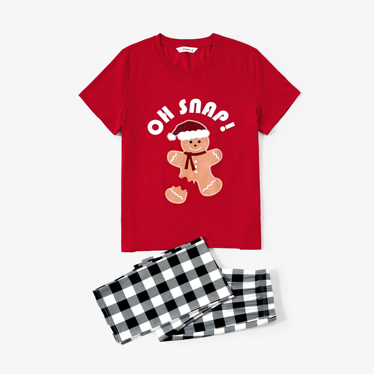 Noël Look Familial Manches courtes Tenues de famille assorties Pyjamas (Flame Resistant) Rouge big image 1