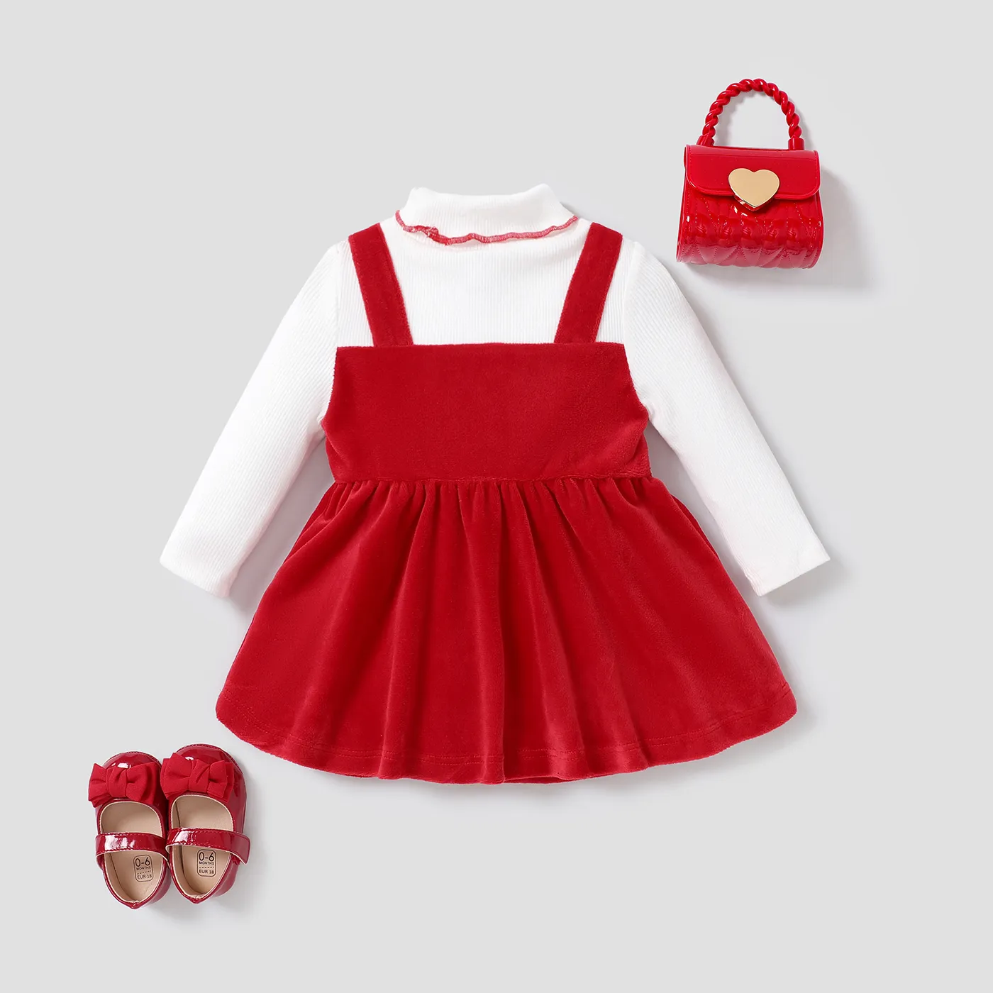 Baby Girl Sweet Fabric Stitching Christma Long Sleeve Dress  image 2